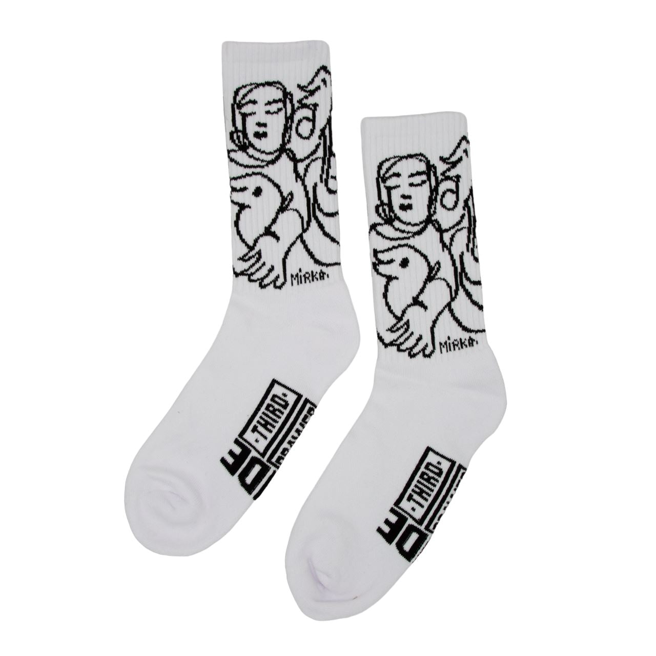Girl With Bird & Snake White Socks x Mirka Mora - Third Drawer Down