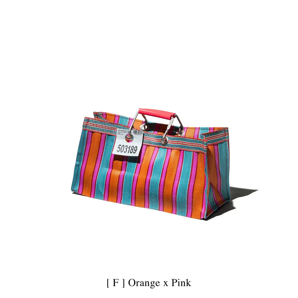 RECYCLED PLASTIC STRIPE BAG WIDE / Orange + Pink x Puebco - Third Drawer Down
