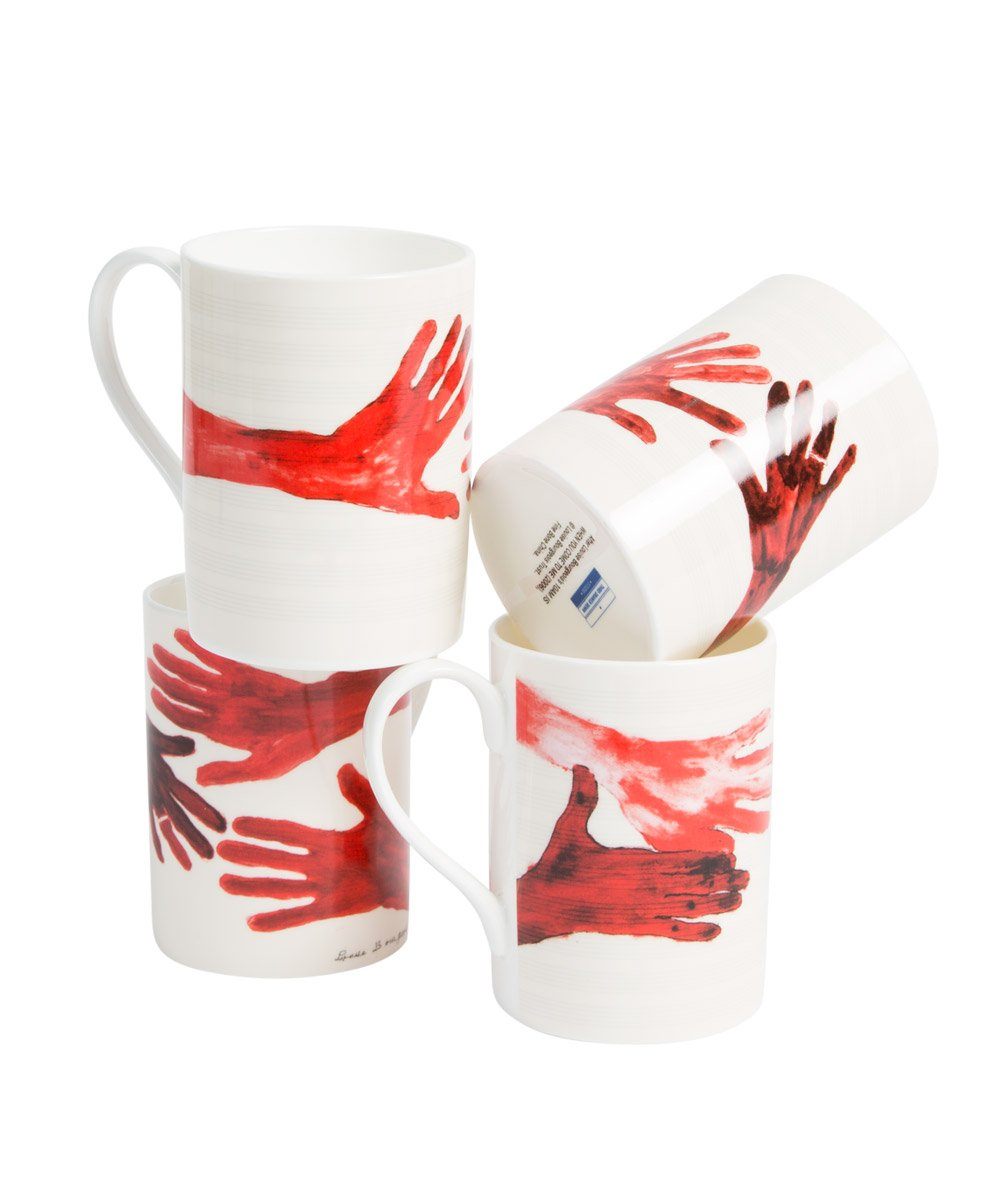 10am is When You Come to Me (Red Hands) Mugs - Set of 4 x Louise Bourgeois - Third Drawer Down