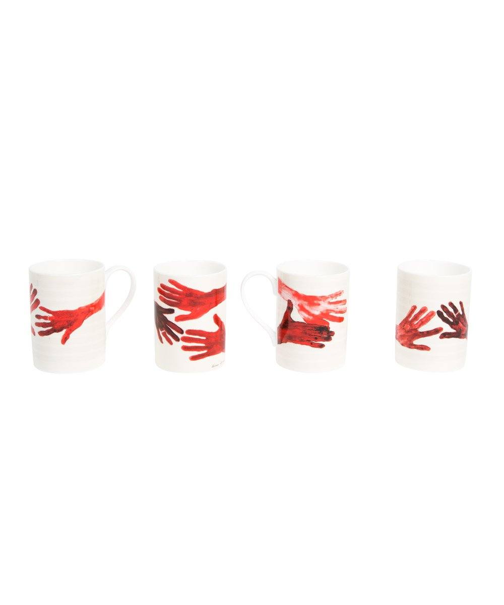 10am is When You Come to Me (Red Hands) Mugs - Set of 4 x Louise Bourgeois - Third Drawer Down