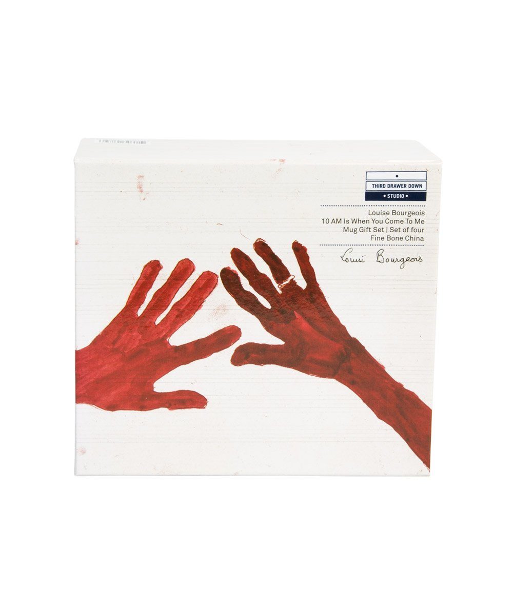 10am is When You Come to Me (Red Hands) Mugs - Set of 4 x Louise Bourgeois - Third Drawer Down