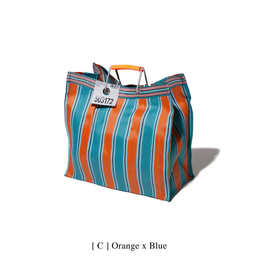 RECYCLED PLASTIC STRIPE BAG / Square - Orange x Blue x Puebco - Third Drawer Down