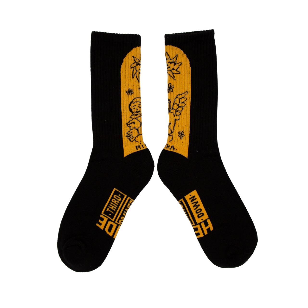 Black & Yellow Arch Sun Angel Socks x Mirka Mora Socks Heide x Third Drawer Down 