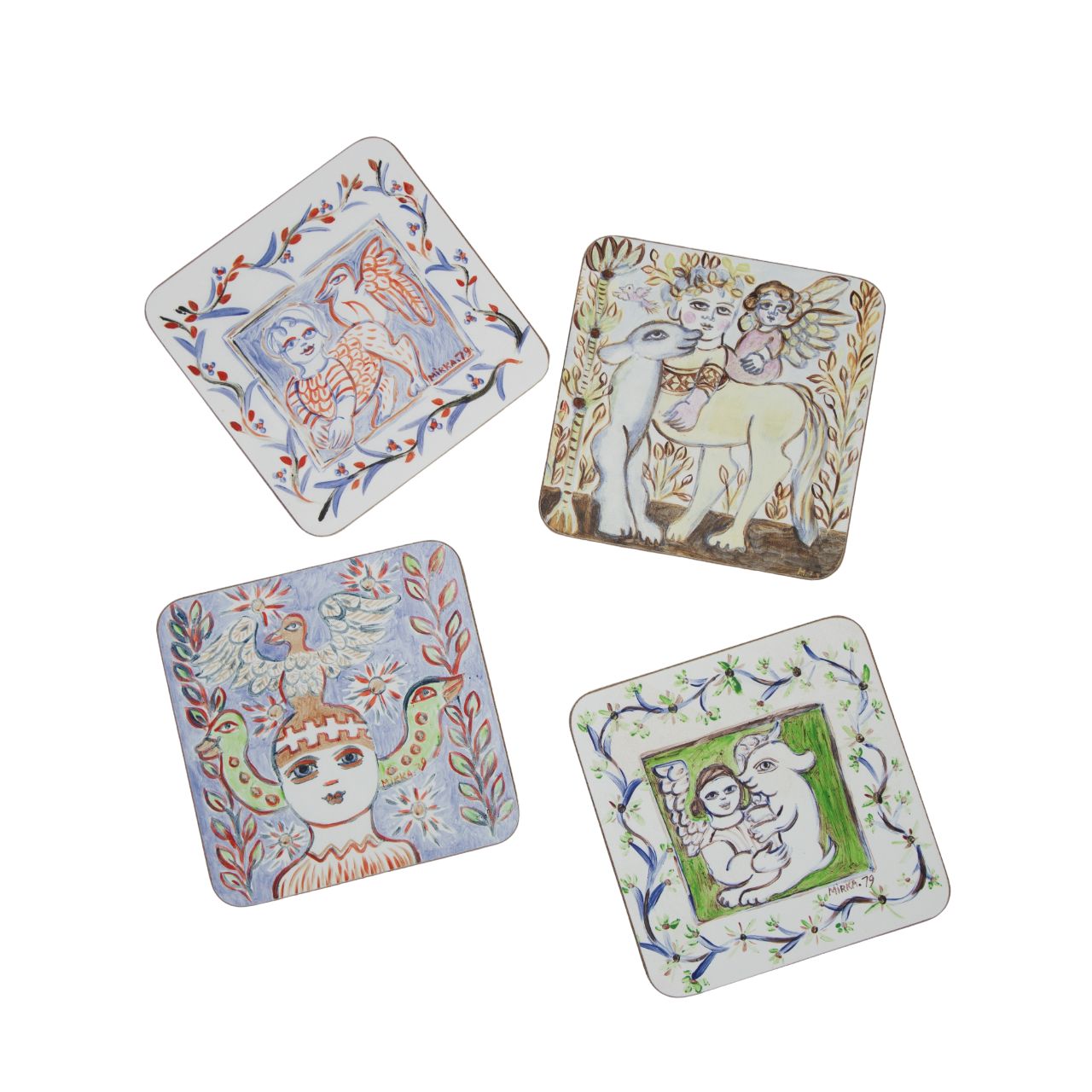 Coaster set of 4 x Mirka Mora - Third Drawer Down