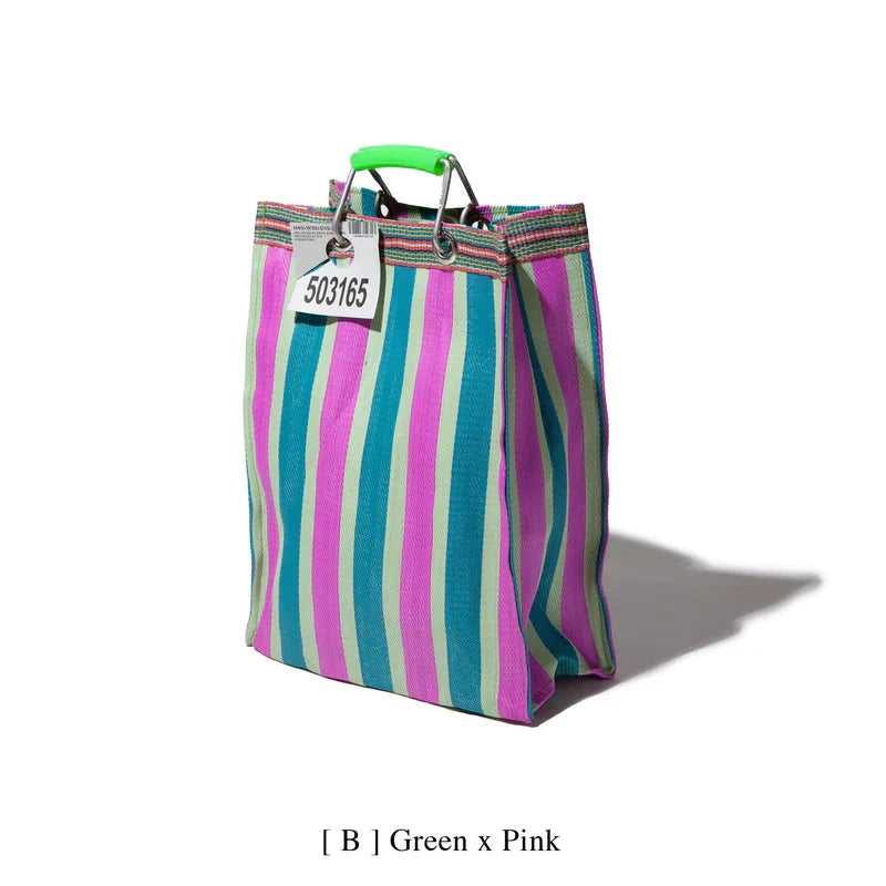 RECYCLED PLASTIC STRIPE BAG / Green + Pink x Puebco - Third Drawer Down