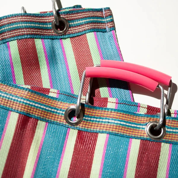 RECYCLED PLASTIC STRIPE BAG / Green + Pink x Puebco - Third Drawer Down