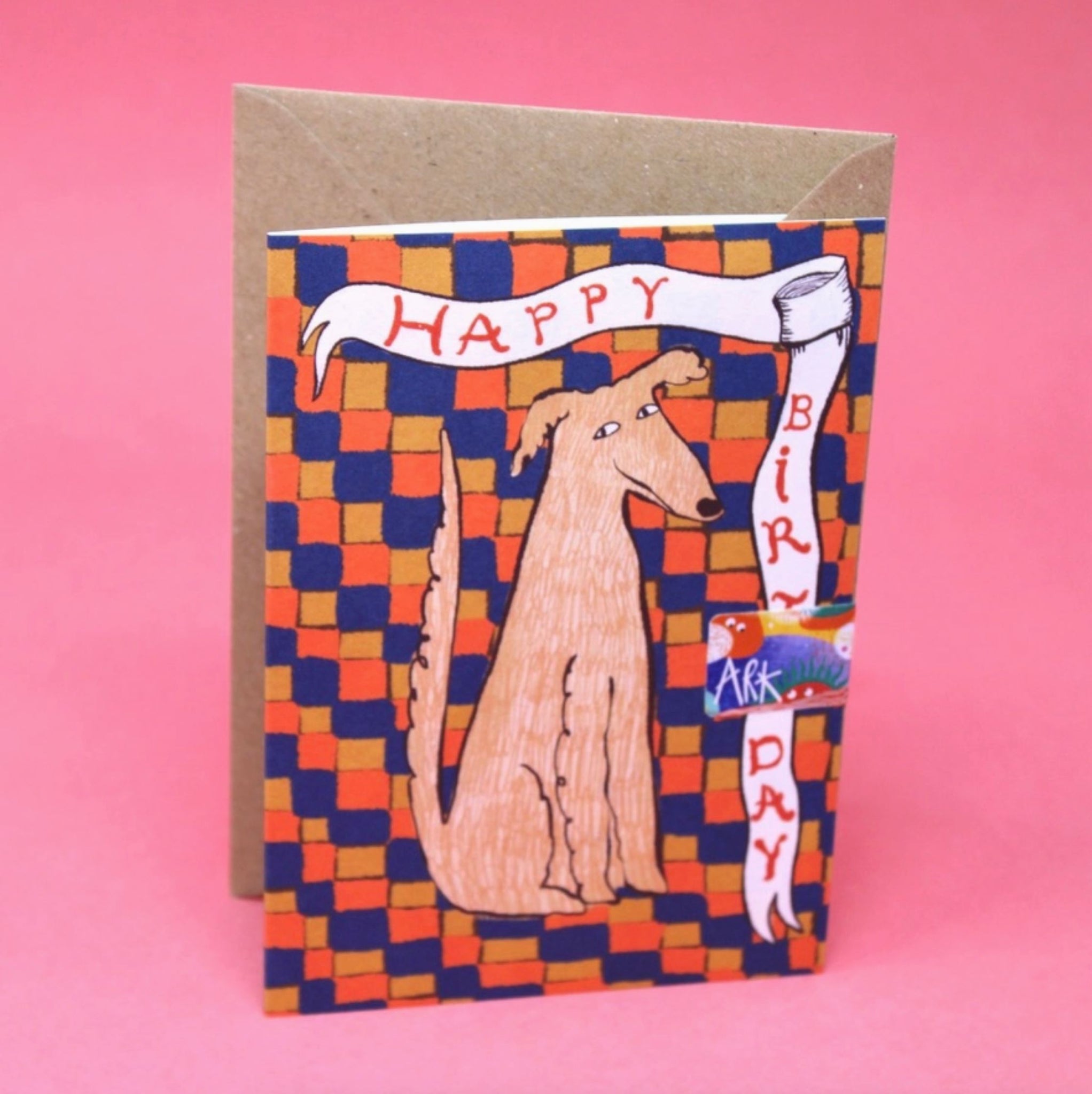 Happy Birthday Checkerboard Dog Greetings Card x Ark - Third Drawer Down
