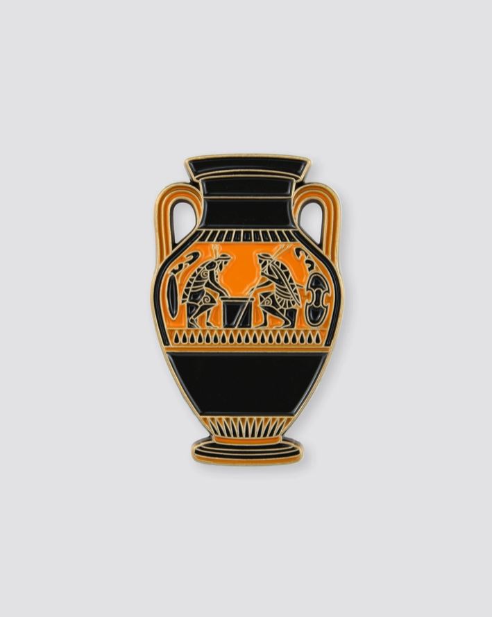 Achilles and Ajax Playing a Board Game Enamel Pin - Pin Museum - Third Drawer Down
